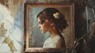 画框中的古典优雅女子