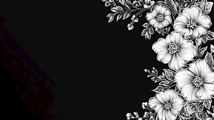 黑白花卉边框装饰图案