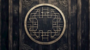 中式复古雕花圆形装饰图案