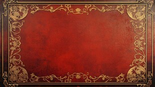 红色复古金边装饰背景图