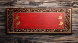 中式红底金纹精美装饰板