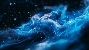 梦幻蓝色流动粒子宇宙景象