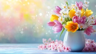 春日缤纷花瓶插花美景