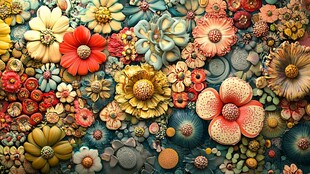 缤纷立体花卉艺术图案