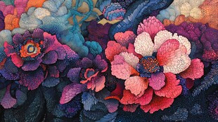 绚丽多彩花卉艺术作品