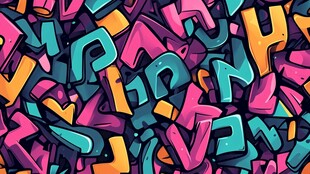 多彩涂鸦字母背景图案