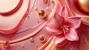 梦幻粉色花朵流体艺术