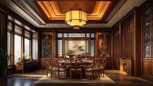 中式典雅餐厅室内空间设计