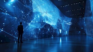 人置身梦幻般的科技光影空间