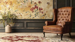 复古风客厅的皮质单人椅