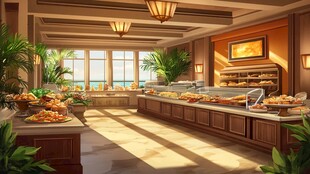 豪华餐厅自助美食景观