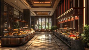 豪华大气的自助餐厅场景