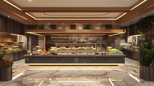 豪华自助餐厅内部精致设计