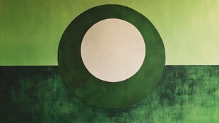 绿色抽象几何圆形艺术画面