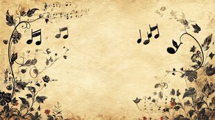 复古音乐风花卉背景图