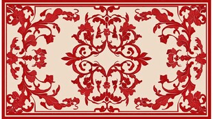中式红底花卉地毯图案