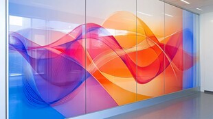 绚丽动感波浪墙绘艺术