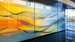 彩色波浪艺术玻璃墙