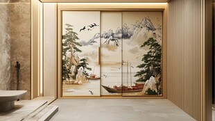 中式山水屏风雅致空间