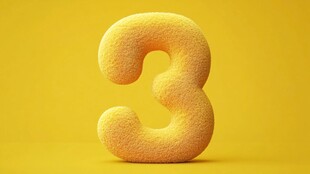 黄色海绵质感数字3