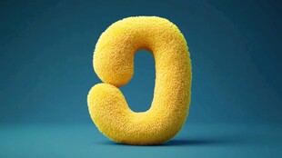 毛绒质感黄色字母J