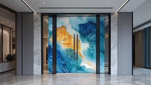 现代大厅的艺术抽象背景墙