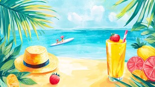 夏日海滩惬意时光