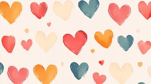多彩手绘爱心图案背景