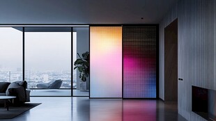 现代时尚渐变玻璃隔断客厅