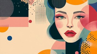 抽象风格的女性肖像插画