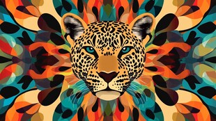 豹头的绚丽几何图案艺术