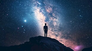 人立山巅望璀璨星河