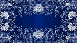 蓝底花卉边框精美图案