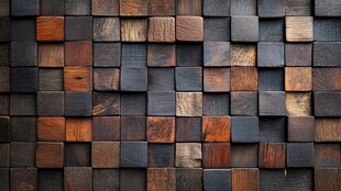 木质方块拼接纹理墙面