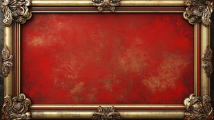 复古金色边框红色背景图