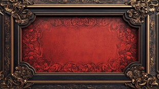 复古华丽红底雕花装饰框架