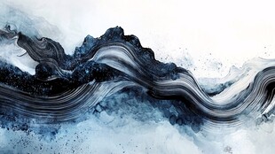 水墨山水抽象画意境悠远