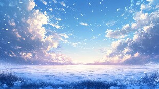 梦幻天空下的静谧原野