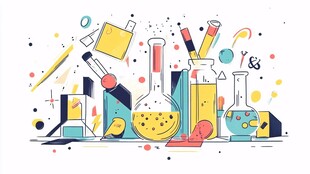 多彩实验室仪器插画