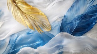 蓝金羽毛的梦幻艺术世界