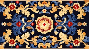 复古花卉图案精美装饰画