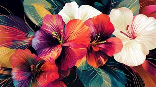 绚丽多彩花卉艺术插画