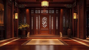 中式典雅入户门室内场景