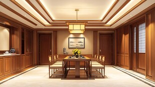 中式典雅实木风格餐厅空间