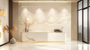 现代轻奢风大厅接待台设计