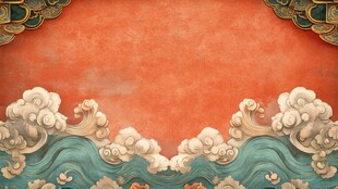 中式古典海浪云纹背景图