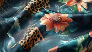 豹纹花卉交织的精美织物