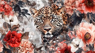 豹影繁花 野性与柔美交织