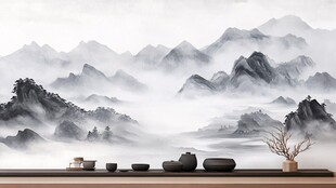 中式山水意境茶室摆件