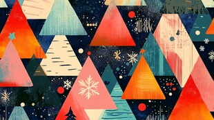 冬日几何图案多彩雪景图